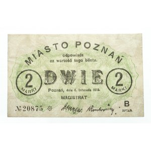 Polska, Miasto Poznań, 2 marki 4.11.1919, seria B.