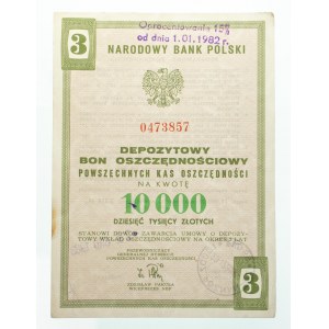 Volksrepublik Polen, PKO, Einlagenspargutschein über 10.000 Zloty 1983.