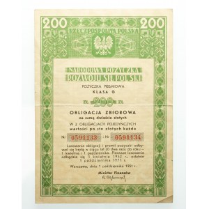 PRL OBLIGATION. National Loan for the Development of Poland's Forces 200 zloty, 1951.