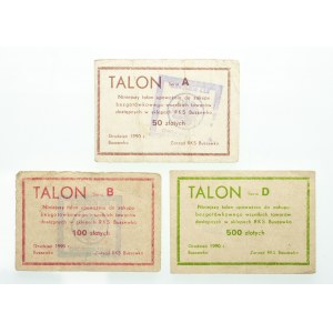 Set of 3 vouchers for purchases at RKS Buszewko, Szamotulski County, 1990.