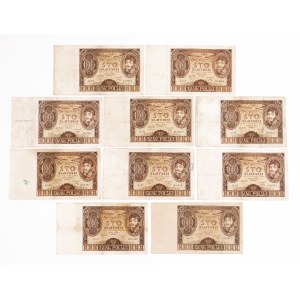 Poland, Second Republic (1919 - 1939), set of 10 100 ZŁOTY banknotes, 9.11.1934.