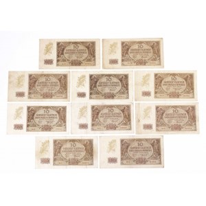 Poland, General Government (1940 - 1941), set of 10 10 zloty banknotes 1.03.1940.