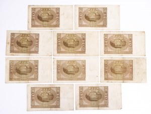 Polska, Generalna Gubernia (1940 - 1941), zestaw 10 banknotów 100 złotych 1.03.1940.