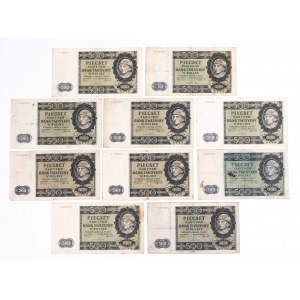 Polen, Generalgouvernement (1940 - 1941), Satz von 10 500-Zloty-Banknoten 1.03.1940.