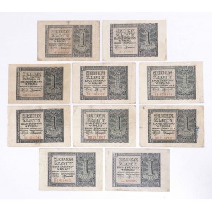 Polska, Generalna Gubernia (1940 - 1941), zestaw 10 banknotów 1 złoty 1.08.1941.