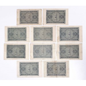 Poland, General Government (1940 - 1941), set of 10 banknotes 1 zloty 1.08.1941.