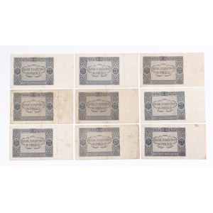 Poland, General Government (1940 - 1941), set of 9 5 zloty banknotes 1.08.1941.