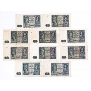 Polska, Generalna Gubernia (1940 - 1941), zestaw 10 banknotów 50 złotych 1.08.1941.
