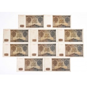 Poland, General Government (1940 - 1941), set of 10 100 zloty banknotes 1.08.1941.