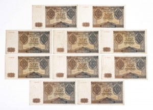 Polska, Generalna Gubernia 1940 - 1941, zestaw 10 banknotów 100 złotych 1.08.1941.