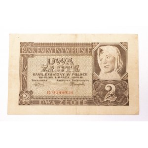 Poland, General Government (1940 - 1941), 2 zloty 1.03.1940, D series.