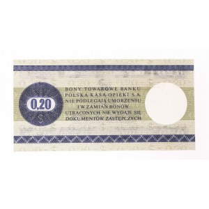 Volksrepublik Polen, Pewex, Warengutschein, 20 Cents 1.10.1979, Serie HN.