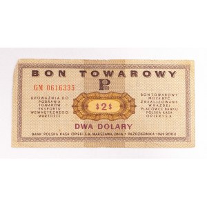 PRL, Pewex, Bon Towarowy, 2 dolary 1.10.1969, seria GM.