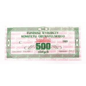 Solidarity. Civic Committee Election Fund, 500 zloty, 15.04.1989.