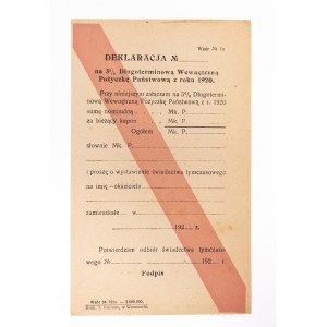 II RP, Deklaracja w sprawie Pożyczki Państwowej z 1920 roku.