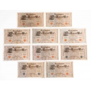 Germany, set of 10 1,000 mark bills 21.04.1910.