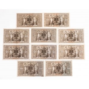 Niemcy, zestaw 10 banknotów 1000 marek 21.04.1910.