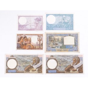 France, set of 6 banknotes.