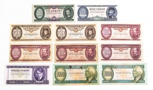 Węgry, zestaw 11 banknotów.