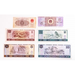 Chiny, zestaw 6 banknotów.