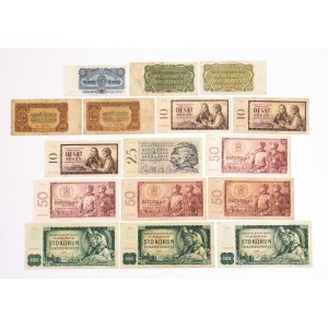 Czechosłowacja, zestaw 16 banknotów.
