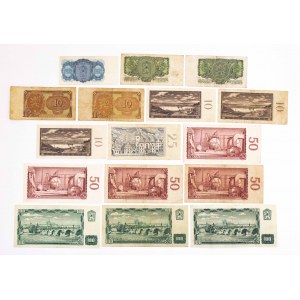 Czechosłowacja, zestaw 16 banknotów.