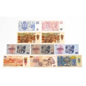 Czechy, Czechosłowacja, zestaw 10 banknotów.