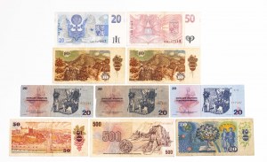 Czechy, Czechosłowacja, zestaw 10 banknotów.