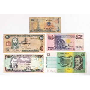Australia, Azja, zestaw 5 banknotów.