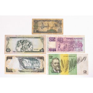 Australia, Asia, set of 5 bills.