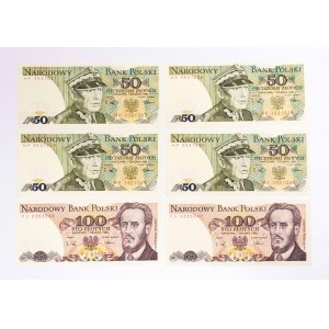 Poland, People's Republic of Poland (1944 - 1989), set of 6 banknotes.