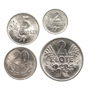 Polska, PRL (1944-1989), zestaw menniczych monet aluminiowych