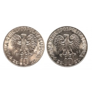 Polska, PRL (1944-1989), 10 złotych mały Kopernik - zestaw roczników 1967, 1968