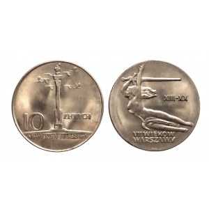 Polska, PRL (1944-1989), 10 złotych 1965 - zestaw: Kolumna Zygmunta i Nike