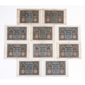 Niemcy, zestaw 10 banknotów 100 marek XI 1920.