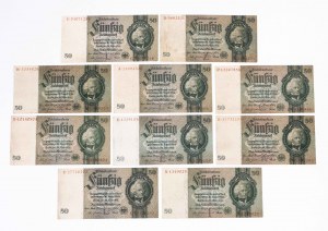 Germany, set of 10 50 mark bills 30.3.1933.