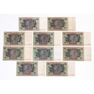 Niemcy, zestaw 10 banknotów 50 marek 30.3.1933.