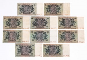 Niemcy, zestaw 10 banknotów 50 marek 30.3.1933.