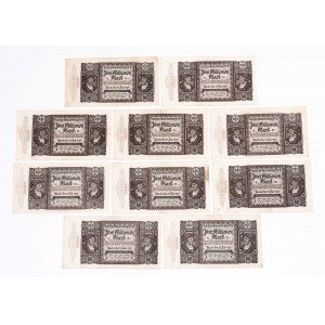 Niemcy, zestaw 10 banknotów 2000000 marek 23.06.1923.