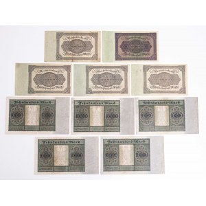 Deutschland, Satz von 10 Banknoten 50000 und 10000 Mark 1922.