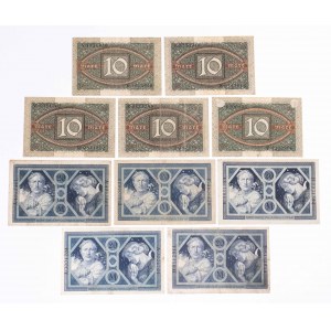 Deutschland, Satz von 10 Banknoten zu 10 und 20 Mark 1908.