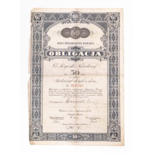 Bond 6% National Loan for 50 zloty 1934.