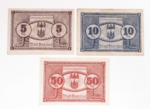 Poland, Boleslawiec (Silesia) set: 5, 10 and 50 fenigs valid until 1920
