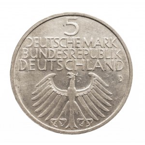 Deutschland, Bundesrepublik, 5 Mark 1952 D, München, 100. Jahrestag des Germanischen National-Museums in Nürnberg