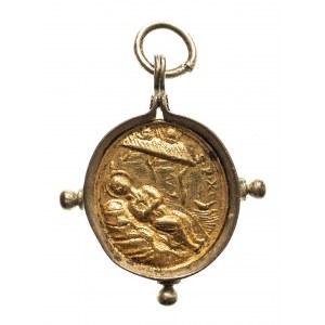 Medallion of St. Ignatius Loyola, St. Francis Xavier 17th - 18th century, gilt bronze.