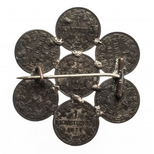 Germany, clasp of 7 coins 1 krajcar 1846-1871