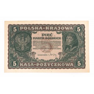 Poland, II Rzeczpospolita (1919 - 1939), 5 POLISH MARKS, 23.08.1919, II Serja Q.