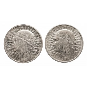 Polen, Zweite Republik (1918-1939), Satz von 2 Münzen 2 Gold Frau 1932, 1933, Warschau.