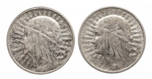 Poland, Second Polish Republic (1918-1939), set of 2 coins 2 gold Woman 1932, 1933, Warsaw.