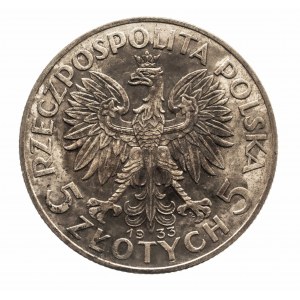 Polska, II Rzeczpospolita (1918-1939), 5 złotych Kobieta 1933, Warszawa.